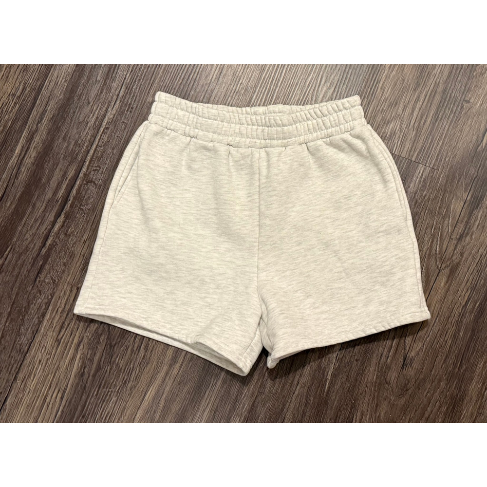 Bailey Rose Women's Light Oatmeal Fleece Lounge Sweat Shorts Elastic Waist Sz S - Picture 6 of 6